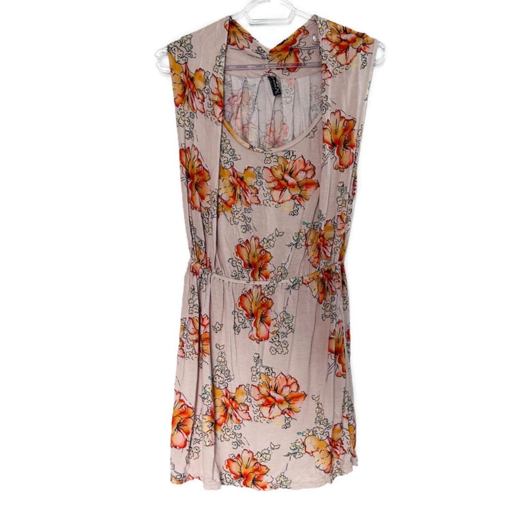 Free People Floral Mini Dress XS Boho Cottagecore Romantic Drop Waist Balletcore - Picture 2 of 13